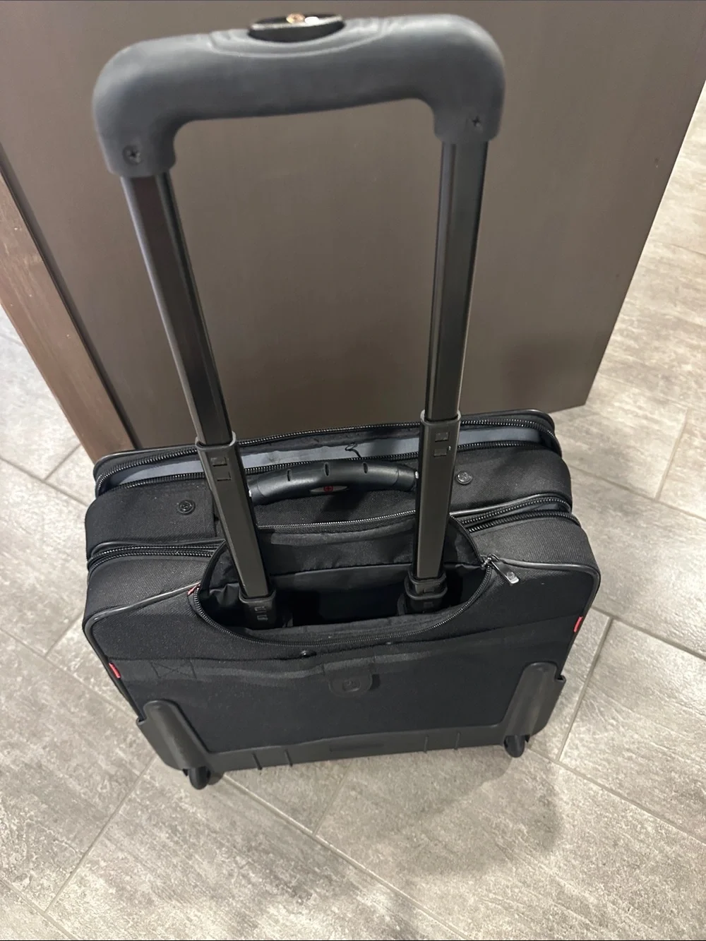 Alpine Swiss Black Laptop Bag with Red Accents